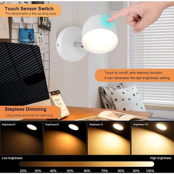 LED Wall Lights, 2 Pack, Turn On/Off With Touch - Picture 4 of 8
